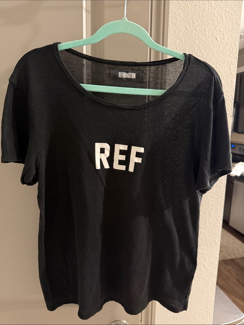 Reformation REF black burnout light oversized off shoulder tee tshirt top M